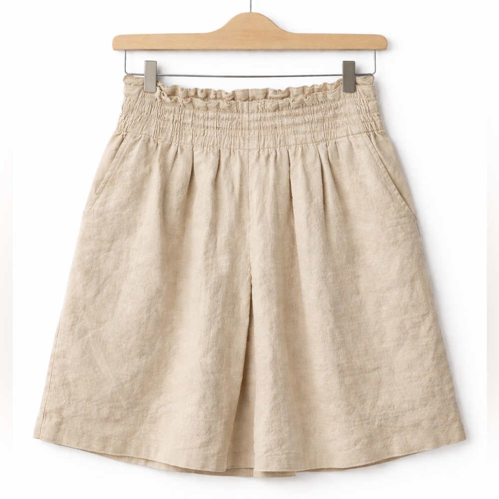 J.Crew Paperbag Skirt Tan Size 2 Elastic Waist Pockets Summer